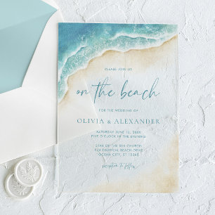 Watercolor Summer On The Beach Wedding Acrylic Invitations