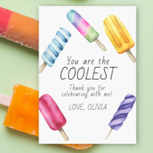 Watercolor Summer Popsicle Birthday thank you