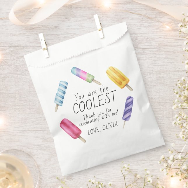 Watercolor Summer Popsicle Birthday thank you Favour Bag (Clipped)
