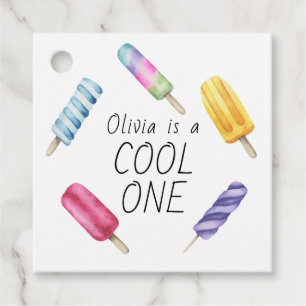 Watercolor Summer Popsicle Ice Cream Birthday Favour Tags