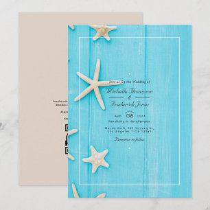 Watercolor Summer QR Code RSVP Beach Wedding Invitation