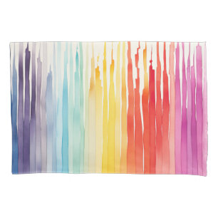 Watercolor Summer Stripes Pillowcase
