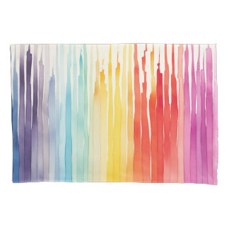 Watercolor Summer Stripes Pillowcase
