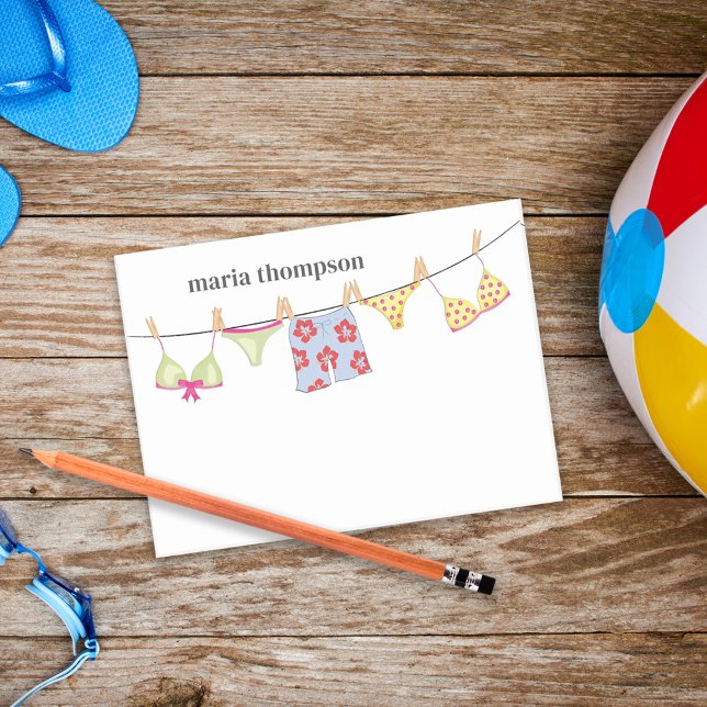 Watercolor Summer Swimsuits Personalized Post-it Notes (Creator Uploaded)