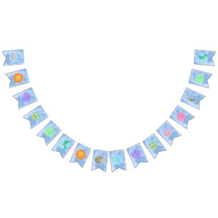 Watercolor Sun And Planets Party Decor Bunting Flags