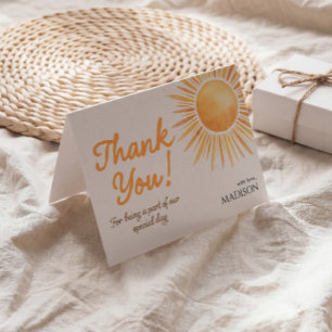Watercolor Sun Baby Shower Greeting Note  Thank You Card