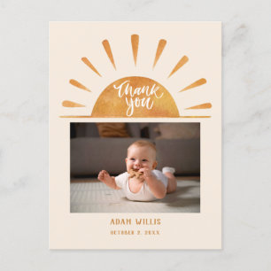Watercolor Sun Custom Baby Photo Baby Shower Thank Postcard