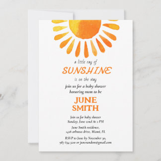 Watercolor sun rays baby shower  invitation