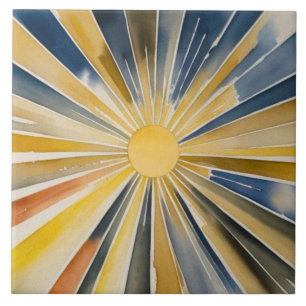 Watercolor Sunburst Flare Tile