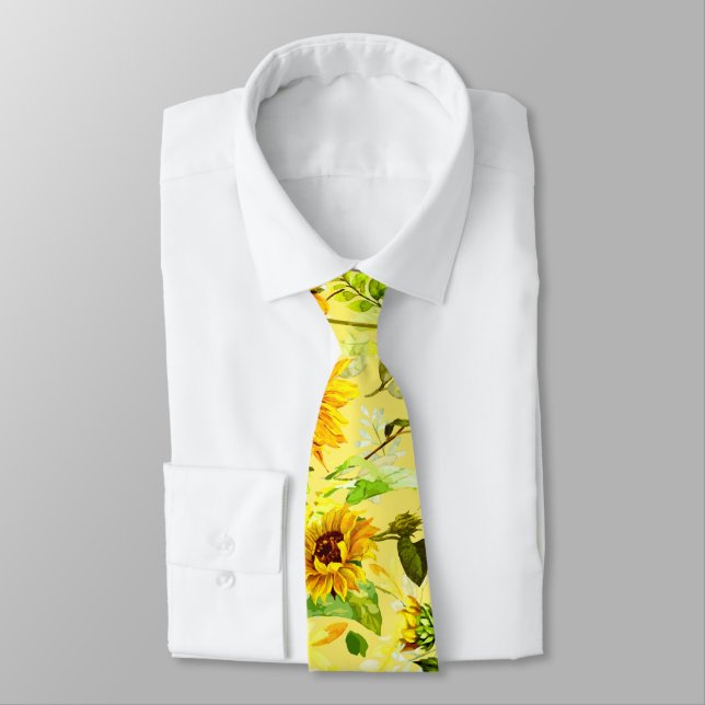 Watercolor Sunflower 2 Tie (Tied)