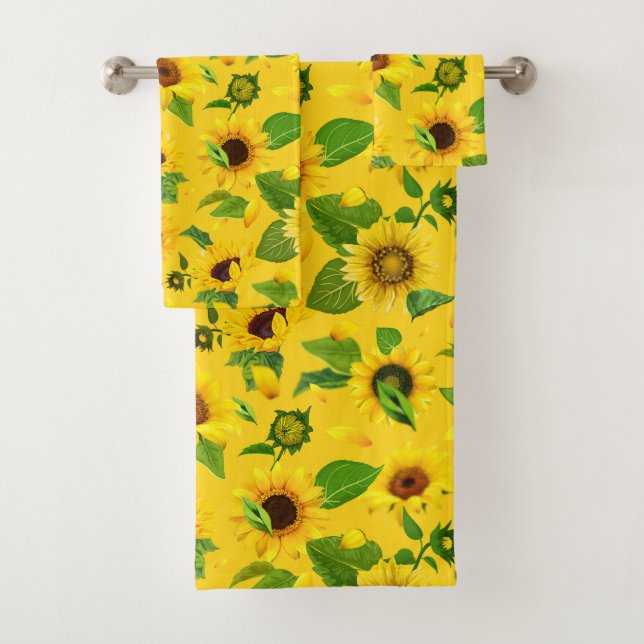 Watercolor Sunflower 3 Bath Towel Set (Insitu)