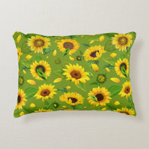 Watercolor Sunflower 4 Accent Pillow
