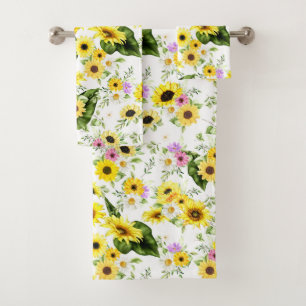 Watercolor Sunflower 7 Bath Towel Set