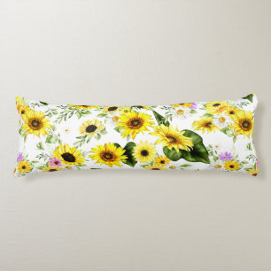 Watercolor Sunflower 7 Body Pillow