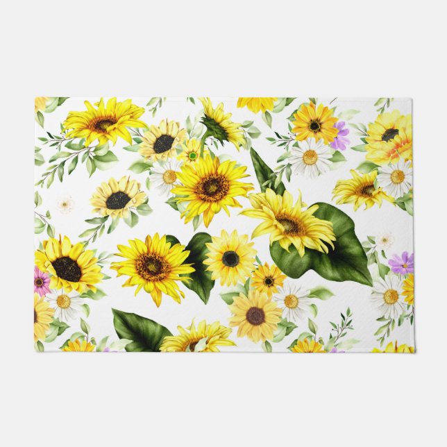 Watercolor Sunflower 7 Doormat (Front)