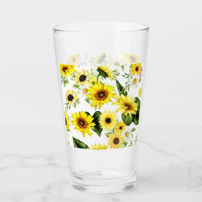 Watercolor Sunflower 7 Glass (Front)
