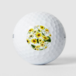 Watercolor Sunflower 7 Golf Balls