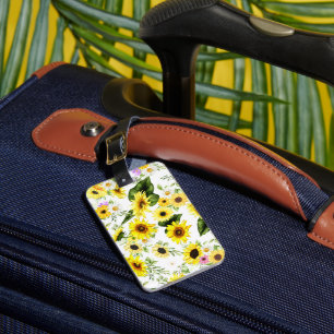 Watercolor Sunflower 7 Luggage Tag