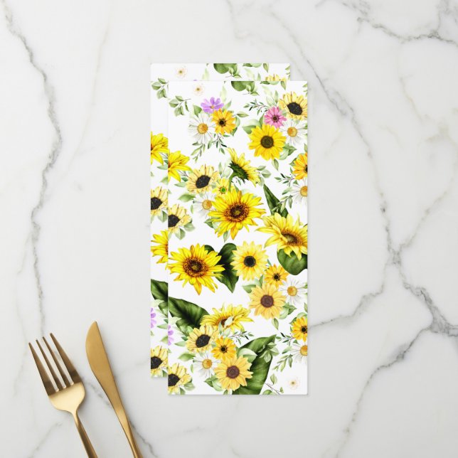 Watercolor Sunflower 7 Menu (Front/Back In Situ)