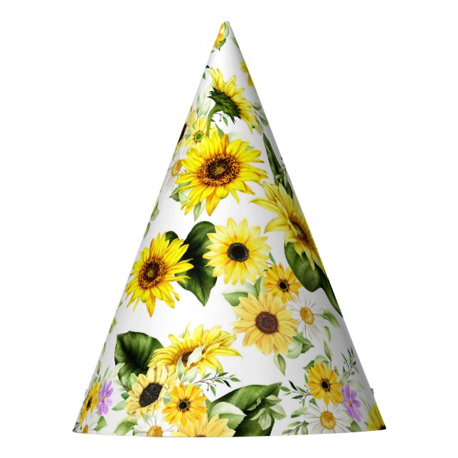 Watercolor Sunflower 7 Party Hat (Front)