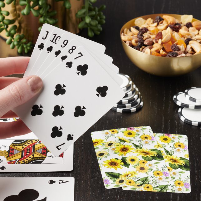 Watercolor Sunflower 7 Playing Cards (In Situ)