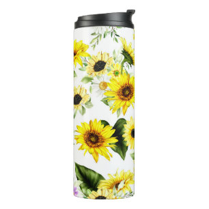 Watercolor Sunflower 7 Thermal Tumbler