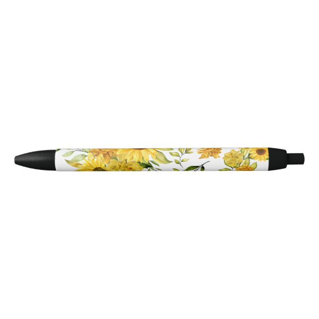 Watercolor Sunflower 8 Black Ink Pen (Front)