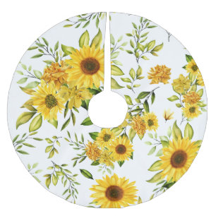 Watercolor Sunflower 8 Brushed Polyester Tree Skirt