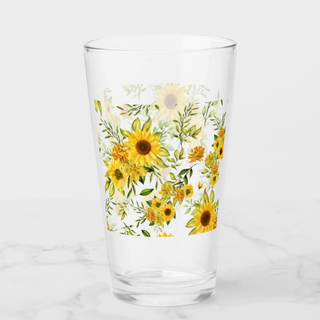 Watercolor Sunflower 8 Glass (Front)