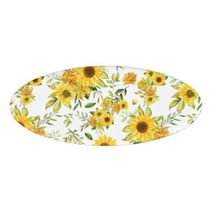 Watercolor Sunflower 8 Name Tag