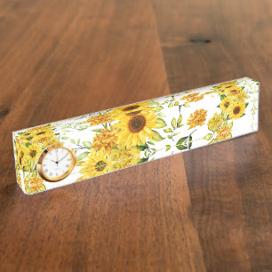 Watercolor Sunflower 8 Nameplate