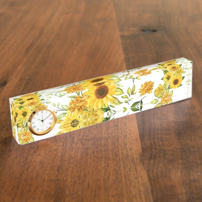 Watercolor Sunflower 8 Nameplate (Side)