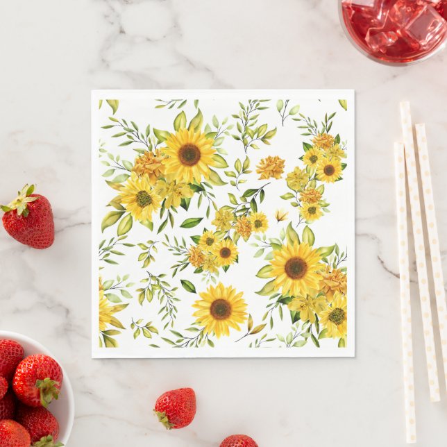 Watercolor Sunflower 8 Napkin (Insitu)