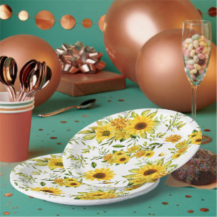 Watercolor Sunflower 8 Paper Plate