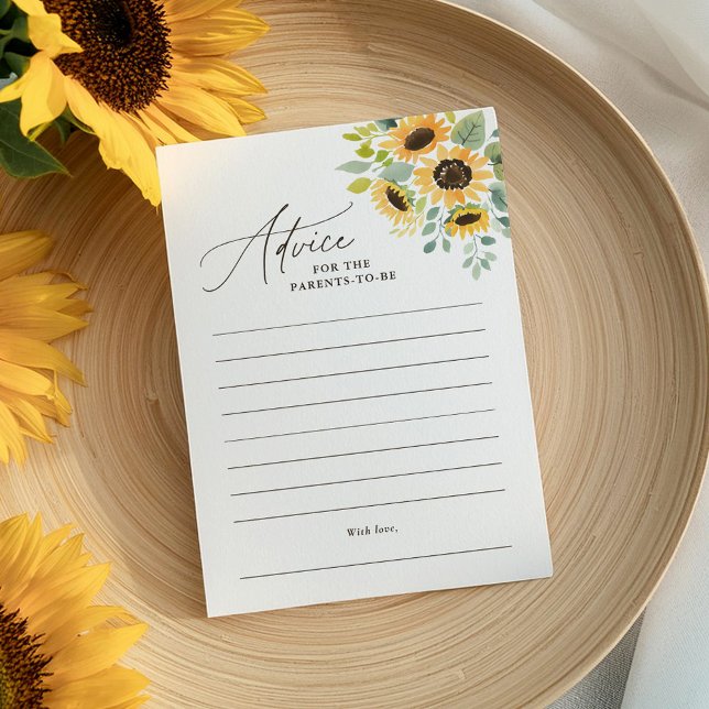Watercolor Sunflower Baby Shower Advice Card (Creator Uploaded)