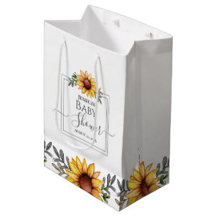 Watercolor Sunflower Baby Shower  Medium Gift Bag