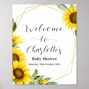 Watercolor Sunflower Baby Shower Welcome Poster