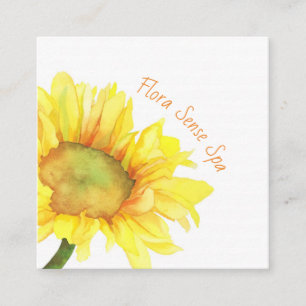 Watercolor Sunflower Bloom Spa Square Business Card