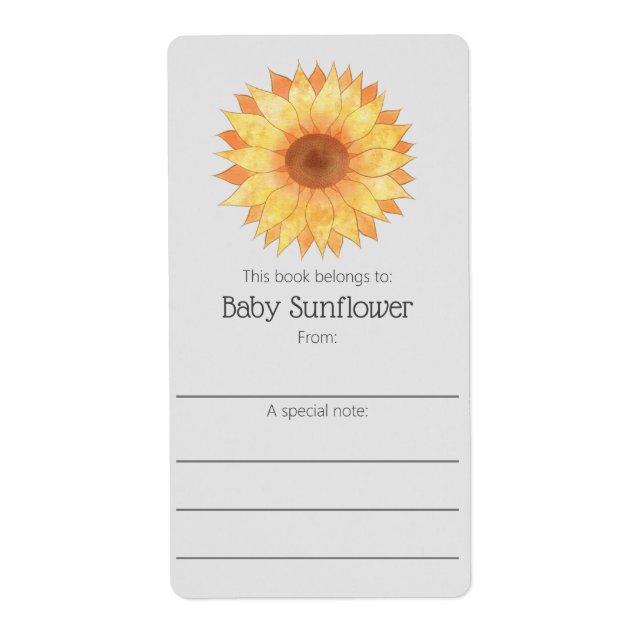 Watercolor Sunflower Book Appartient À Bookplate (Devant)