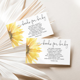 Watercolor sunflower books for baby ticket enclosure card