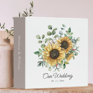 Watercolor Sunflower Bouquet Wedding Album Binder