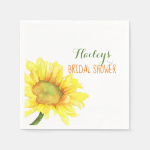 Watercolor Sunflower Bridal Shower Napkin