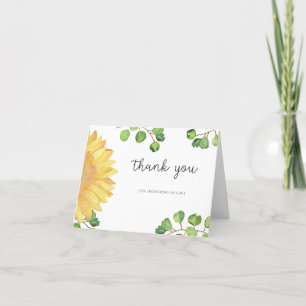 Watercolor Sunflower bridal shower thank you card