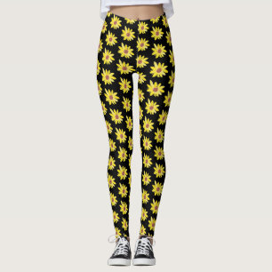 Watercolor Sunflower Buds Vibrant Hand Painted Leggings