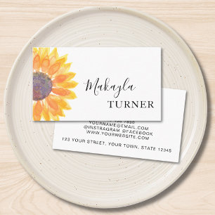 Watercolor Sunflower  Business Card