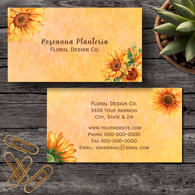 Watercolor Sunflower Business Card (Creator Uploaded)