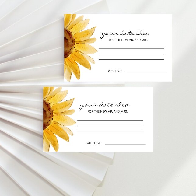 Watercolor sunflower Date night ideas Date jar Enclosure Card (Creator Uploaded)
