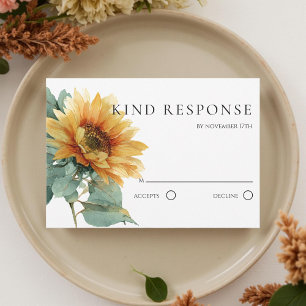 Watercolor Sunflower Elegant QR Code Wedding RSVP Card