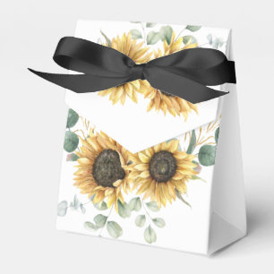 Watercolor Sunflower Eucalyptus Bridal Shower Favor Box