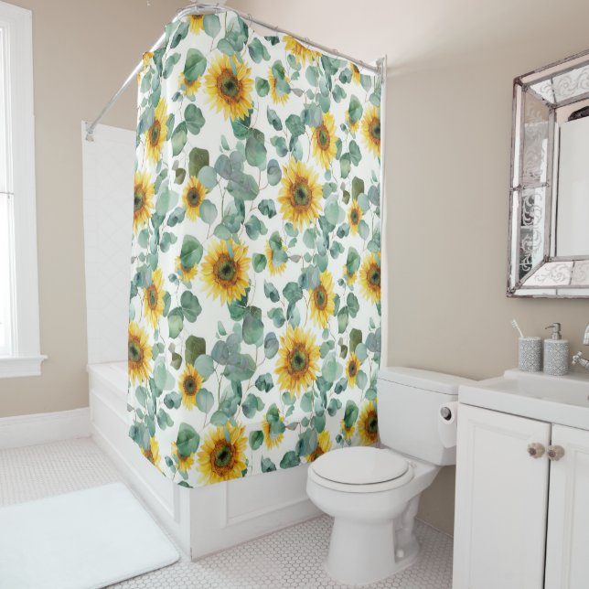 Watercolor Sunflower & Eucalyptus Seamless Pattern (In Situ)